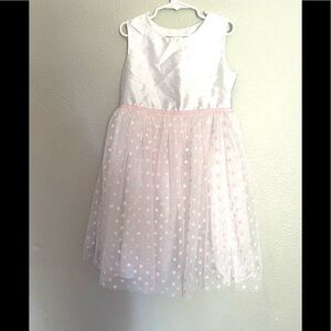 MARMELLATTA girls white and pink  polkadot tulle formal dress size 6X